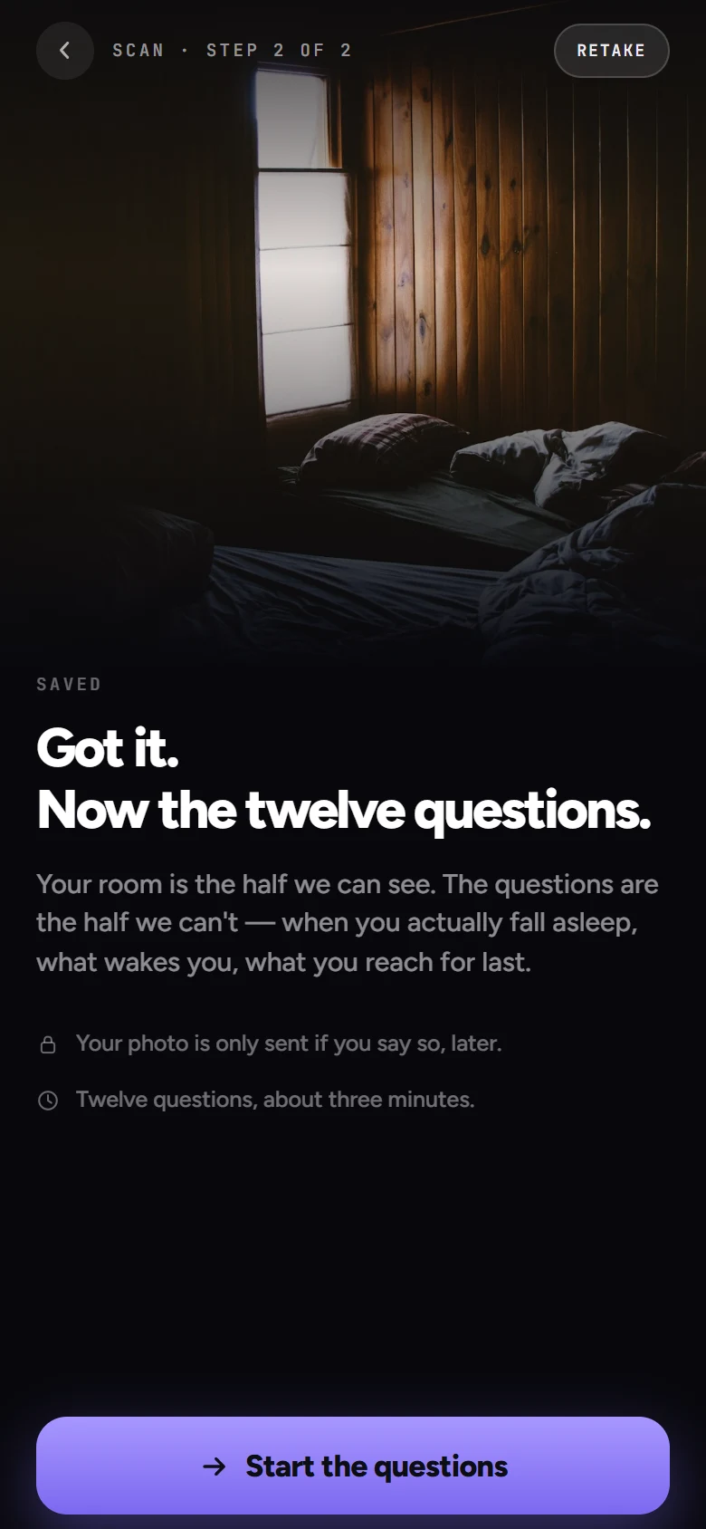 A bedroom photographed inside SleepAudit AI